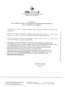 Estratto asta pubblica - Azienda USL Umbria 2
